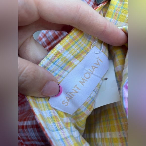 Saint Mojavi The Talavera Tube Dress Tri-Color Plaid Seersucker New with Tags! - Picture 8 of 9